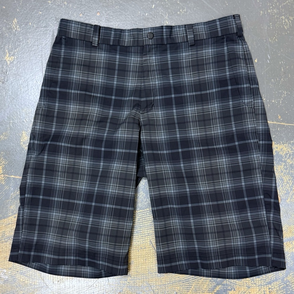 Nike Golf Shorts Dark Grey 657746-060 Core Plaid 11” 32 Medium Black Tour Pro